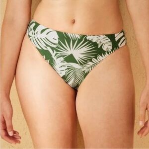 NWT Shade & Shore reversible green palm medium rise bikini bottom M